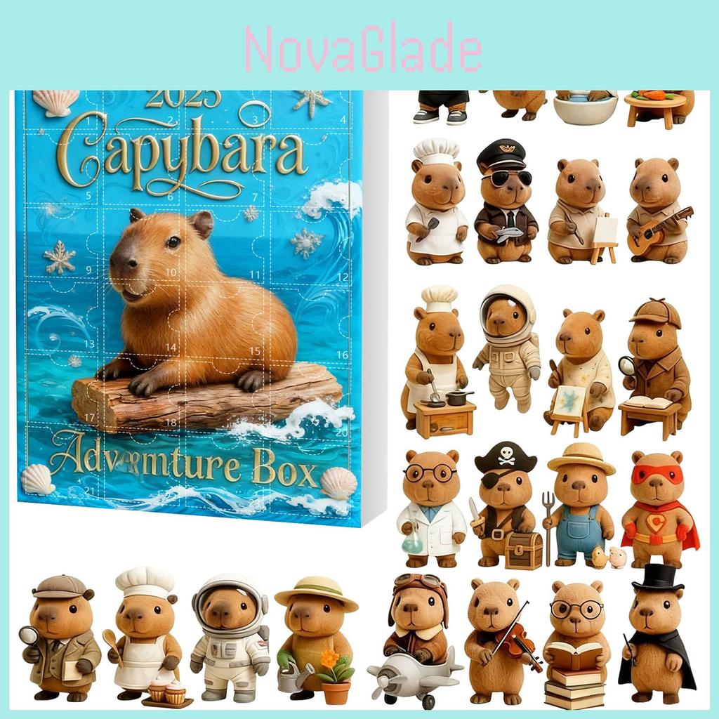 Christmas Capybara Advent Calendar Blind Box With Acrylic Figurines For Festive Decorations