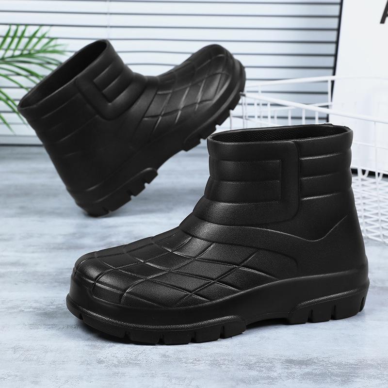 Rain shoes men's fashion mid-tube trend low-rise rain boots outdoor waterproof shoes fishing couple non-slip short rubber shoes