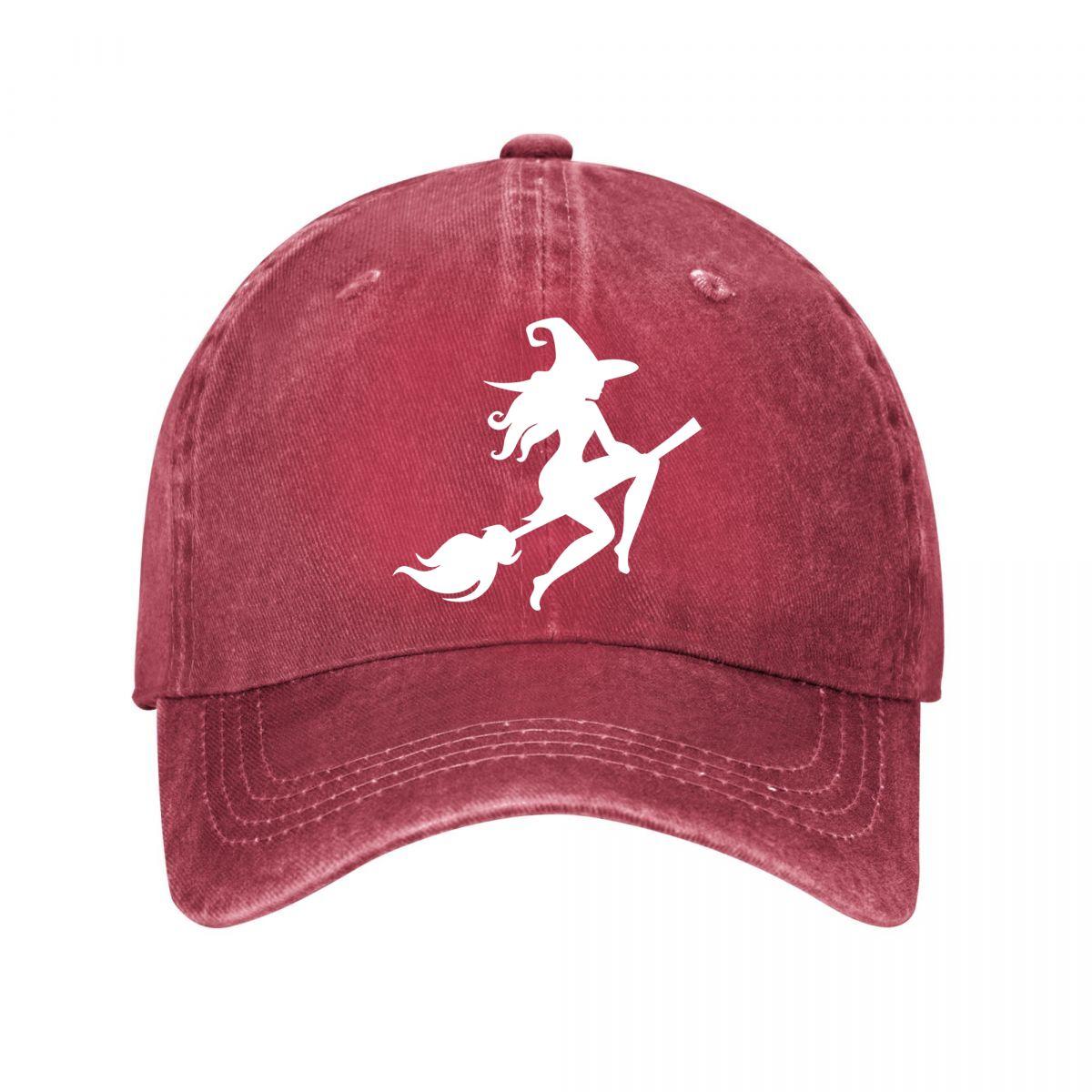 Witch Graphic Baseball Cap Casual New Vintage Washed Cotton Baseball Cap Parent Kids Sun Hats Adjustable