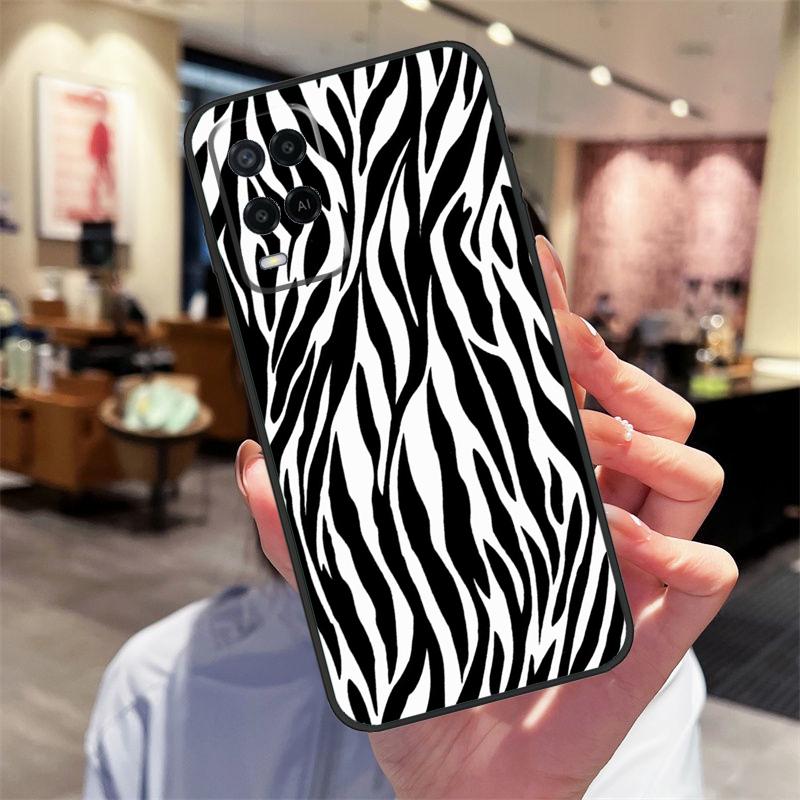 Zebra Skin Print Case For Oppo A94 A74 A54 A18 A38 A58 A78 A98 A40 A60 A80 A16 A76 A96 A15 A17 A77 A57S Cover