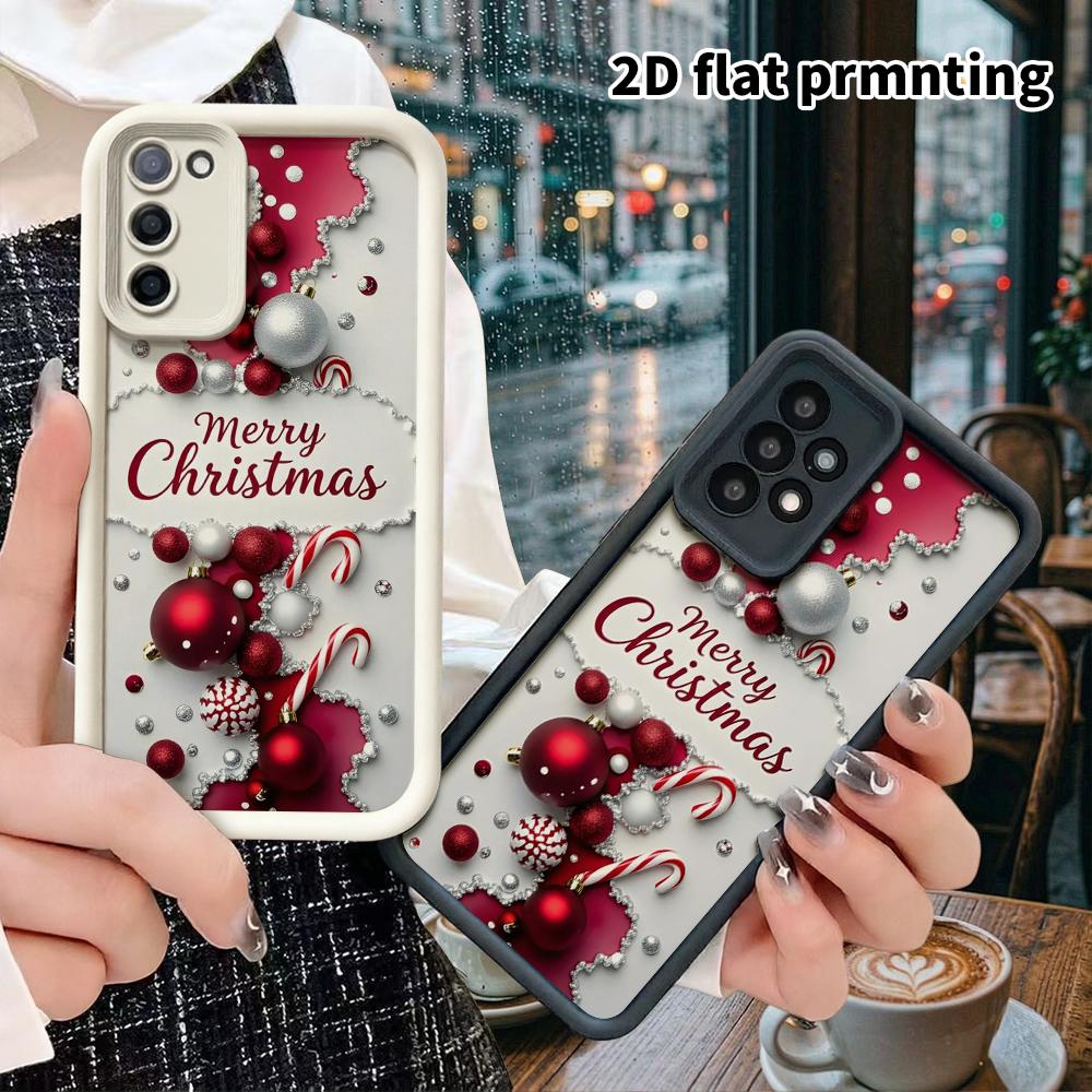 Phone Case: 2D Flat Samsung Galaxy A34 A35 M05 M06 S20 S22 S21 FE Plus 5G Tiered Protective Case, Glittering Colorful Balls, Christmas and Halloween G