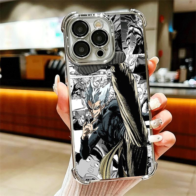One P-Punch-Mans Garou Soft Phone Case For iPhone 15 16 17 Air 14 Pro Max 16E Plus 13 12 Mini Plating Anti-Fall Fundas