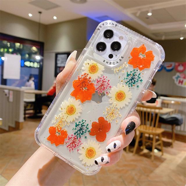 Nárazuvzdorný třpytivý květinový průhledný kryt na telefon pro Iphone 13 11 12 14 Pro Max 13pro Xs Max Xr X Dual Frame Nárazuvzdorný kryt nárazníku