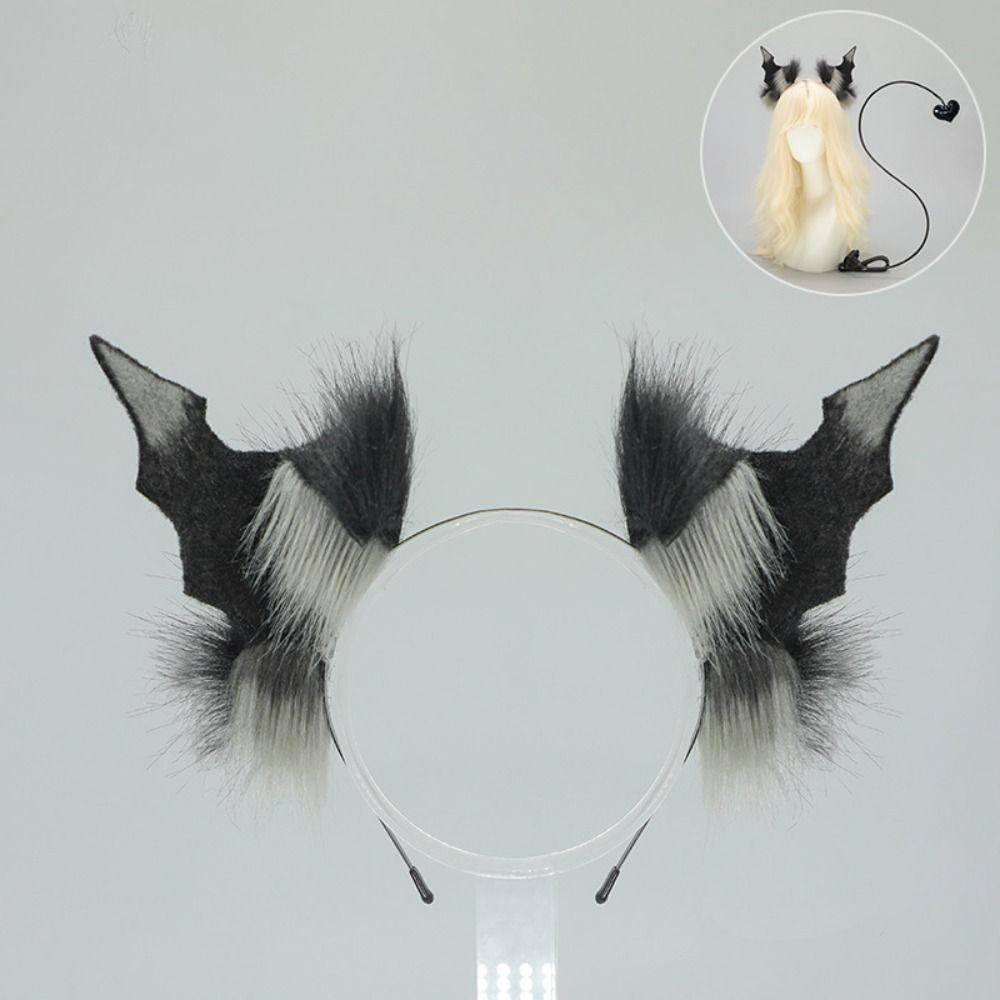 Black Demon Tail Prop Dark Gothic Cosplay Costume New Demon Horns Headband Party