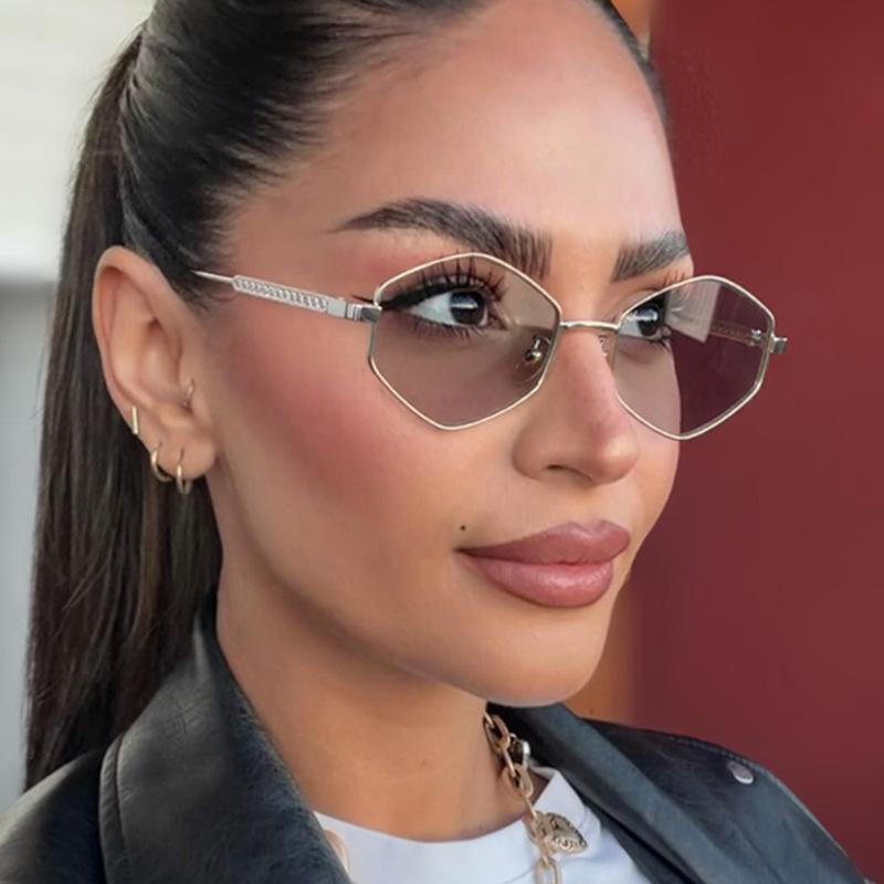 Metal Diamond-Shaped Sunglasses Stylish and Unique Street Style Shades for Women Outdoor Travel Fishing UV Protection Eyewear