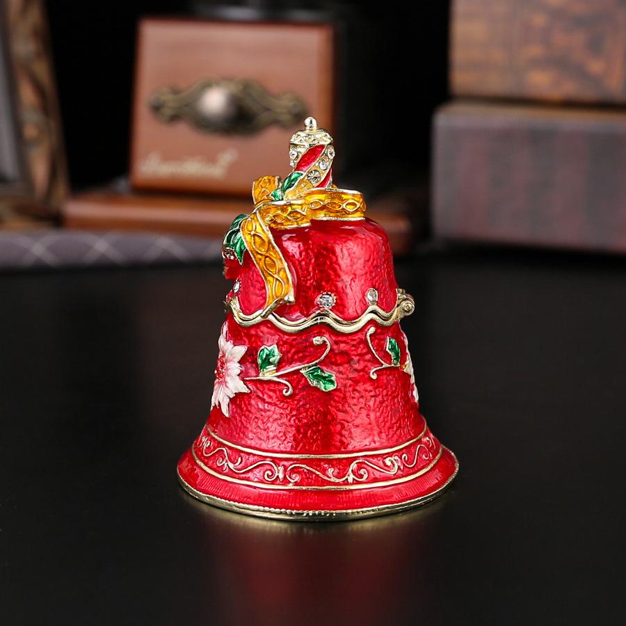 Бант Рождественские Колокольчики Шкатулка для Украшений Креативное Настольное Украшение Шкатулка для Украшений Хранение Колец Серёг Металлические Поделки 5.7*7.2