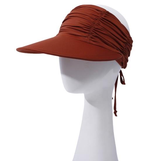 Sun Hat Wide Brim UV Protection Ponytail Hat Pleated Design Elastic Fit Empty Top Hat Summer Beach Travel Outdoor Sports Hat