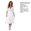 Boho Summer V Neck Flowy Dress for Women Floral Lace Ruffle A Line Dress Casual Bell Sleeve Beach Vacation Sundress