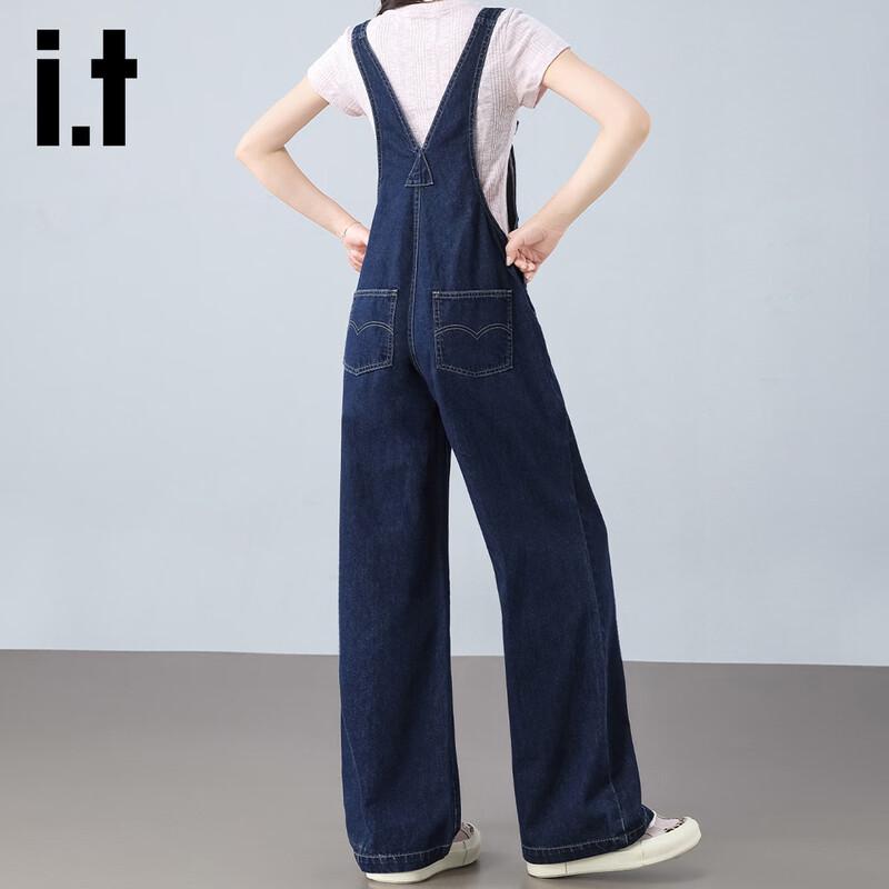 Izzue It Women's Relaxed Fit High-Waisted Denim Overalls