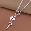 925 Sterling Silver Necklaace Fashion Jewelry Pendant Heart Shaped Key Lock Necklace For Women Factory Wholesale Quality Gifts