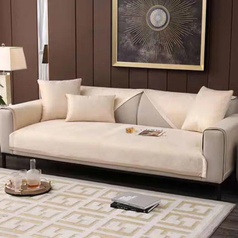 

Роскошная кожаная подушка для дивана, нескользящий чехол для дивана с широкой окантовкой, полотенце, современный простой 4 сезона, универсальный защитный чехол для дома 70x70cm 1pcs