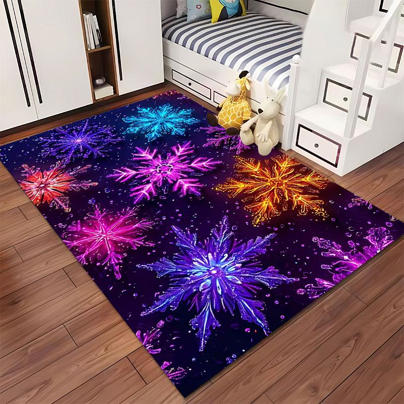 Colorful Snowflake Pattern Carpet Suitable As a Non-slip Mat for the Living Room or Bedroom Sofa
