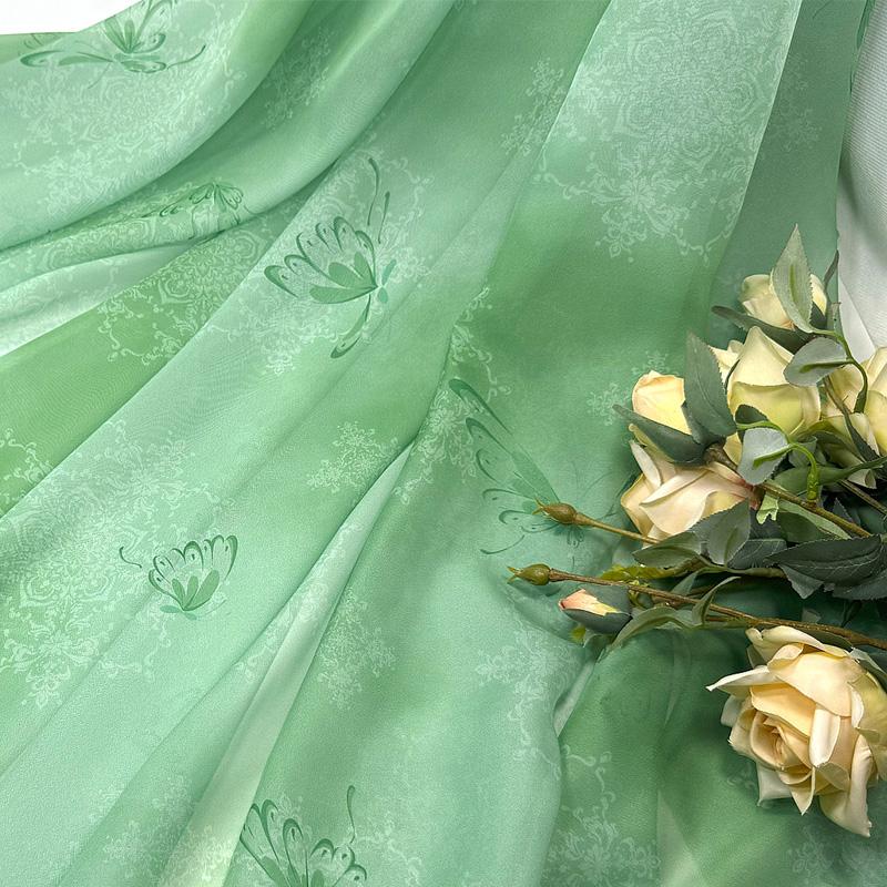 300/500cm Butterfly Dyeing Chiffon Fabric Printed for Handmade DIY Sewing Chinese-style Hanfu Clothing Dresses Cloth