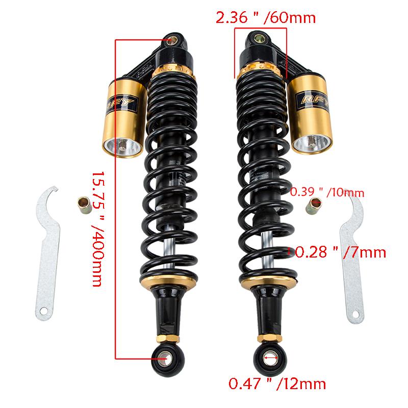 320mm 340mm 360mm 380mm 400mm Amortisseur à Air Universel Type U / Trou Rond Ressort de Suspension Arrière Scooter DirtBike Gokart Quad ATV Moto