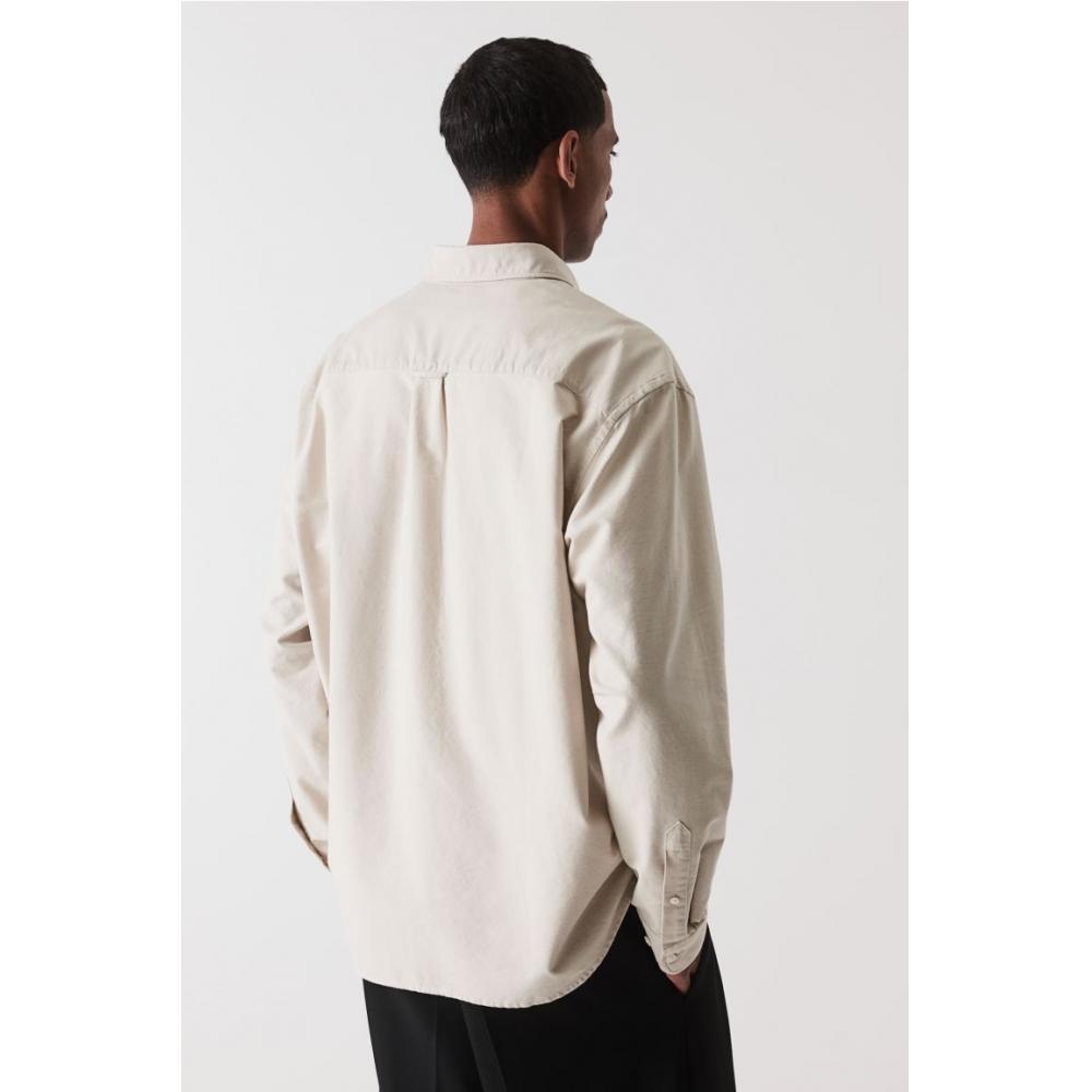 H M Regular Fit Oxford sHirt ligHt Beige