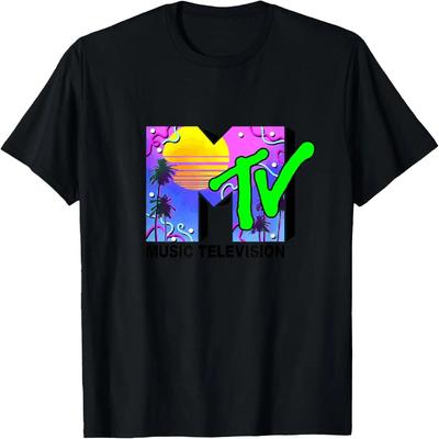 Mademark x MTV - Het officiële Miami MTV Logo in Art Deco Kleuren en de zon T-shirt