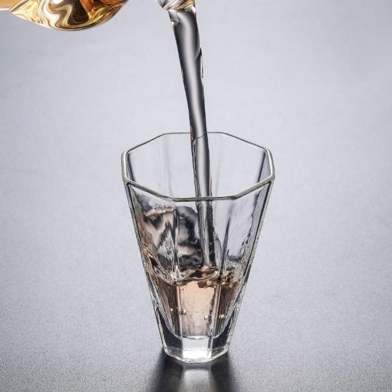 Japanese Style Glass Tea Cup 50ML,Handmade Sake Cup,Bar Whiskey Tasting Glass,Transparent Liquor Drinking Glass,Elegant Cup