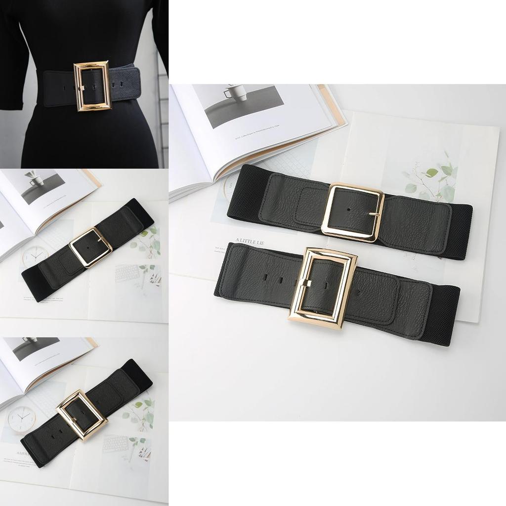 Stylish Faux Leather Waist Belt For Women With Large Pin Buckle And Elastic Design For Dresses And Jackets