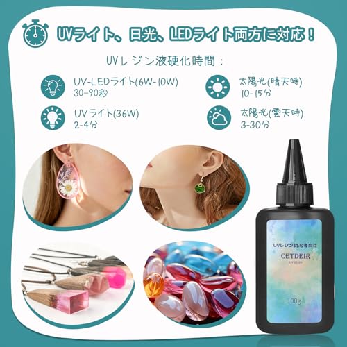Cetdeir UV LED Resin Liquid, Large Capacity 500g, Hard Type, Low Viscosity, Clear, with Opener and Nozzle Cap