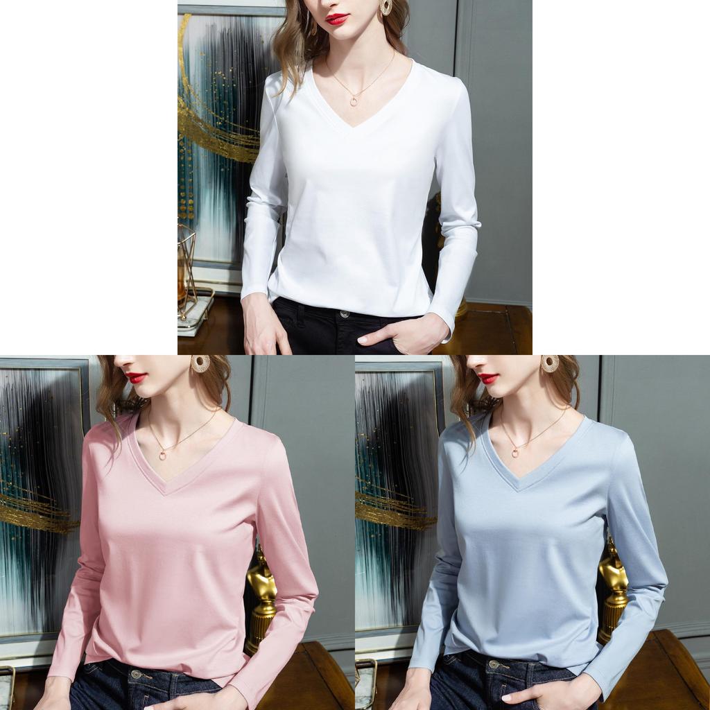 Silk Cotton T Shirt For Women With V Neck And Spliced Design For Casual Wear