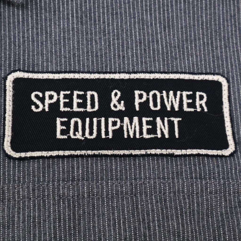 Indian Motorcycle Grey Cotton IM27052 Pinstripe Embroidered Shirt Tops L Gray stripesUsed