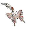 Sweet Girl Keychain Accessory Pendant Sparkling Rhinestones Butterfly Shape Zinc Alloy Rhinestone Charm with Lobster Clasp Backpack Durable