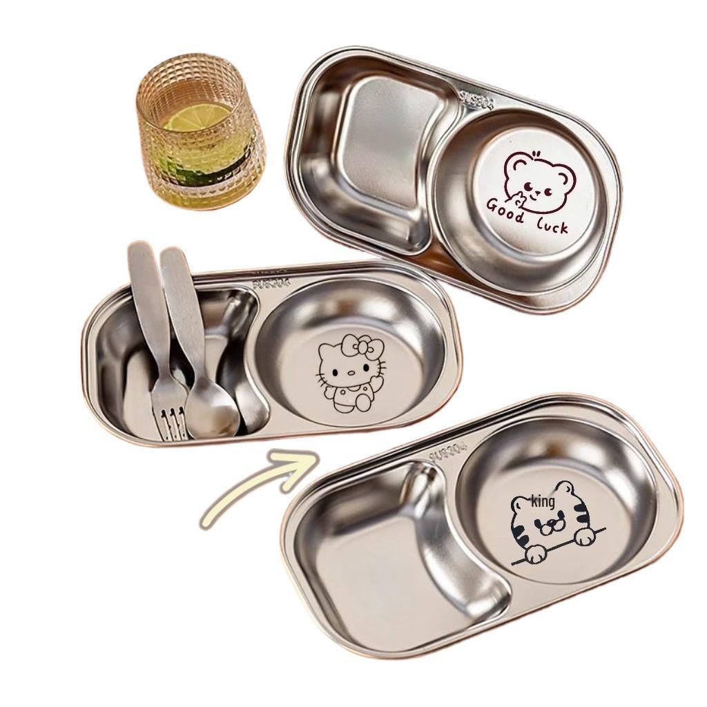 304 Stainless Steel Baby Plate - Compartmentalized, Anti-Fall, Food Safe for Kids