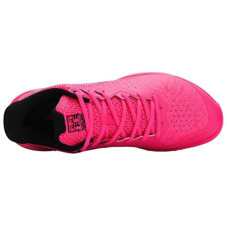 Li Ning Fabric Cushioning Slip Resistant Abrasion Resistant Low Top Badminton Shoes Unisex Fluorescent Fruit Pink AYAS018-1