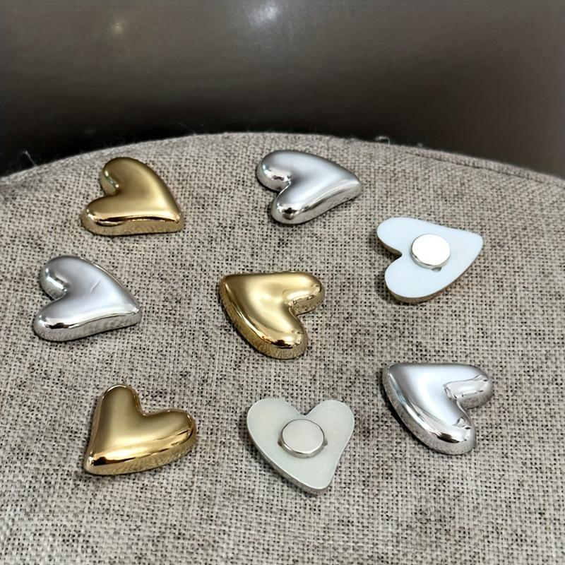 12pcs Heart Shaped Decorate Photo Small Magnet Office Whiteboard Locker Magnetic Gold 20mm