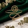 Minimalist Spiral Wire Upper Arm Cuff Bracelet Boho Adjustable Open Armlet Bangle Gold Color Summer Jewelry for Women