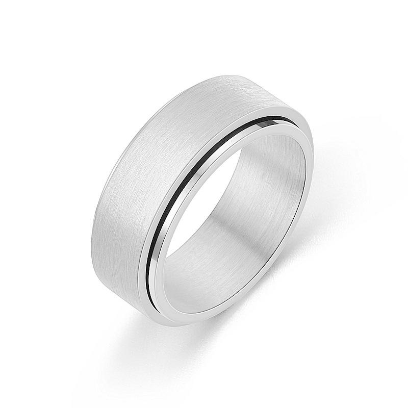 Turnable Titanium Steel Men s Ring 8mm Sandy Plain Ring Simple Ring Hand Jewelry no. 6 серебряный