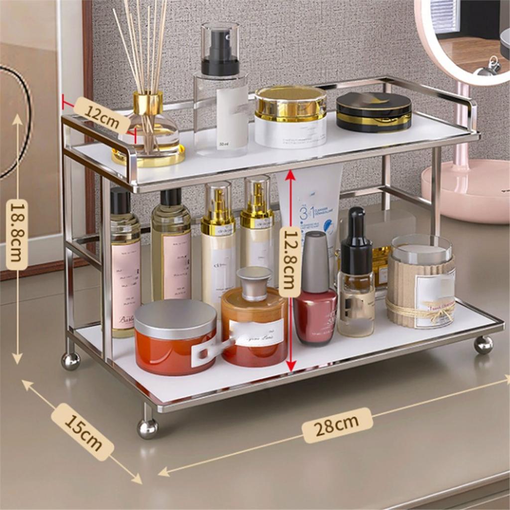 2026 New Bathroom Cosmetic Storage Rack, Double-Layer Desktop Dressing Table Shelf, Bedroom Storage and Organization Rack.
