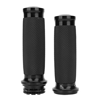 1 paire de poignées de guidon universelles pour moto de 25 mm, en aluminium et caoutchouc, antidérapantes(Noir)