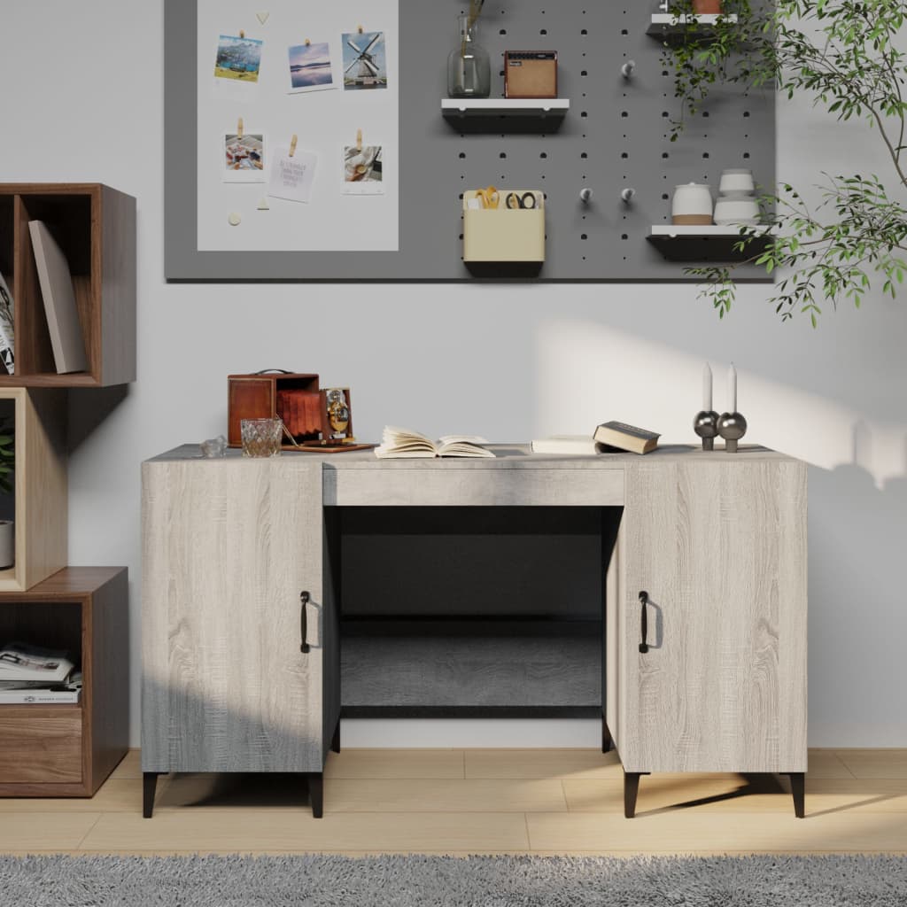 Desk Grey Sonoma 140 X 50 X 75 Cm Engineered Wood