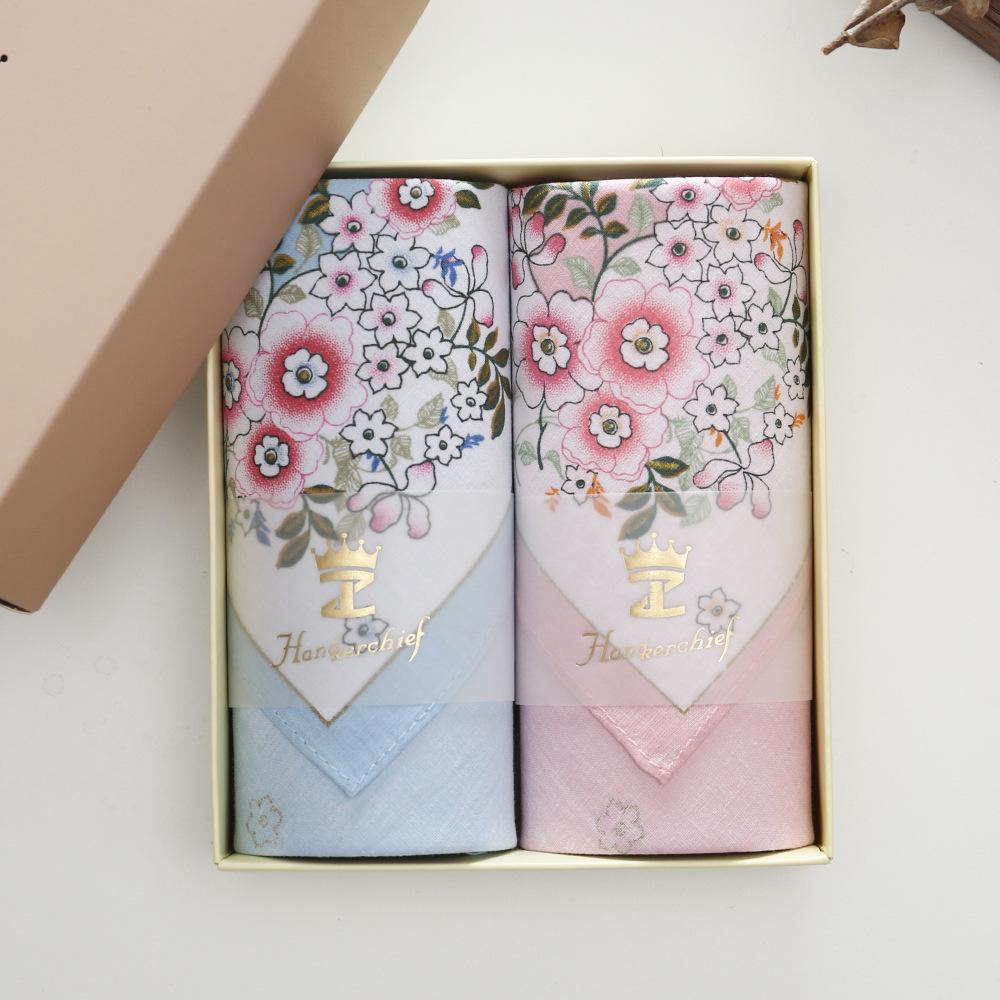 43cm Premium Cotton Floral Handkerchief: Sweat-Absorbing Gift for Moms & Teachers