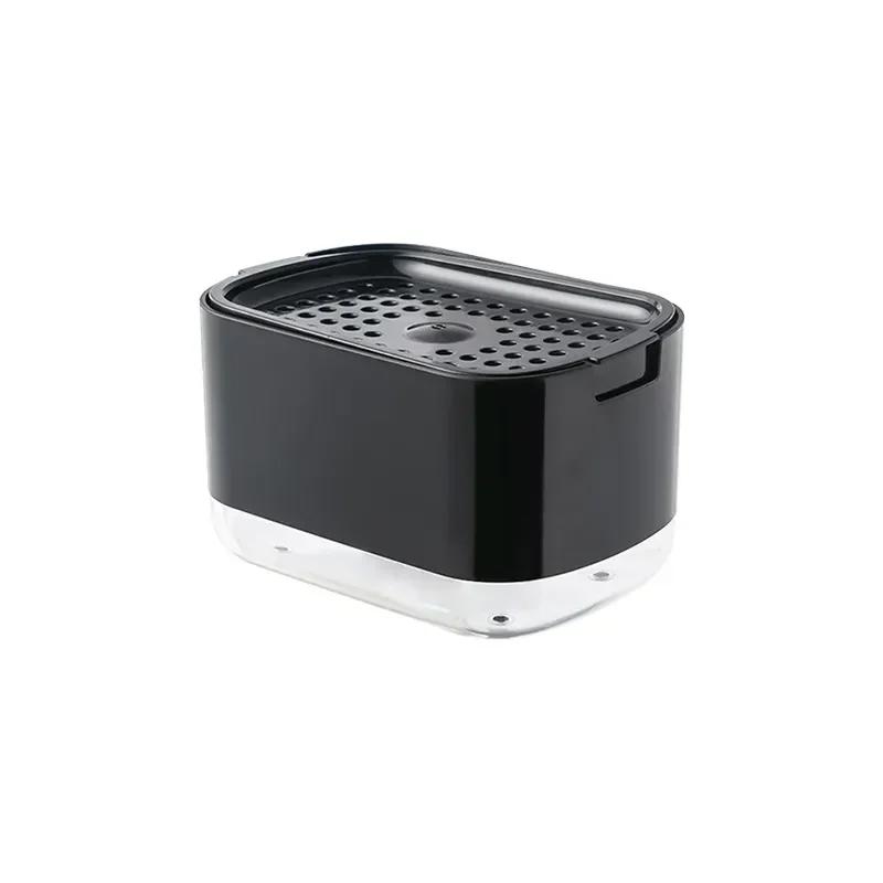 

2в1 дозатор мыла для посуды, дозатор жидкого мыла, контейнер для мыла с держателем губки для кухни, ванной комнаты, аксессуары для мытья чёрный