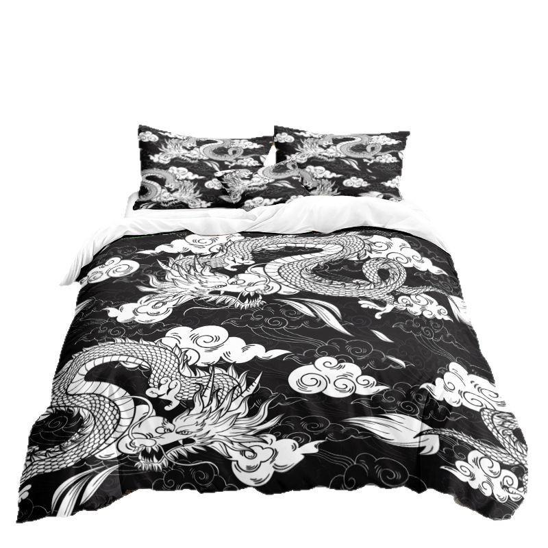 Feilong Serie 3D Digitaldruck Dreiteiliges Bettwäsche-Set Bettlaken Bettbezug