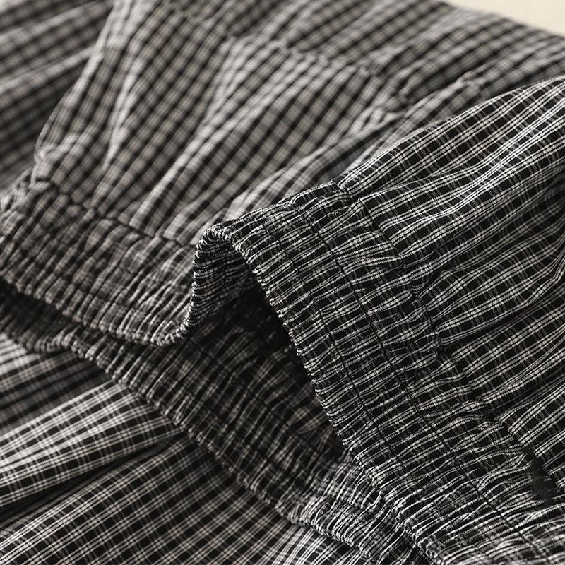 Foto real verão novo coreano xadrez renda retalhos cintura elástica saia curta feminina cintura alta fina saia bolo