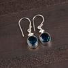 Rare London Blue Topaz Gemstone 925 Sterling Silver Jewelry Hook Earrings 1.30" EE-6-3