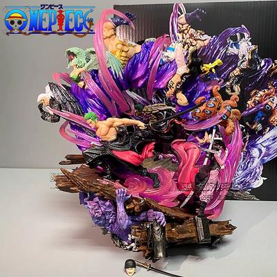 Figurines Anime One Piece 25cm Zoro Gk Figurine Onigashima Roi des Enfers Figurine d'Action Statue PVC Modèle Décoration Cadeau Jouets Articulée Flexible Échelle