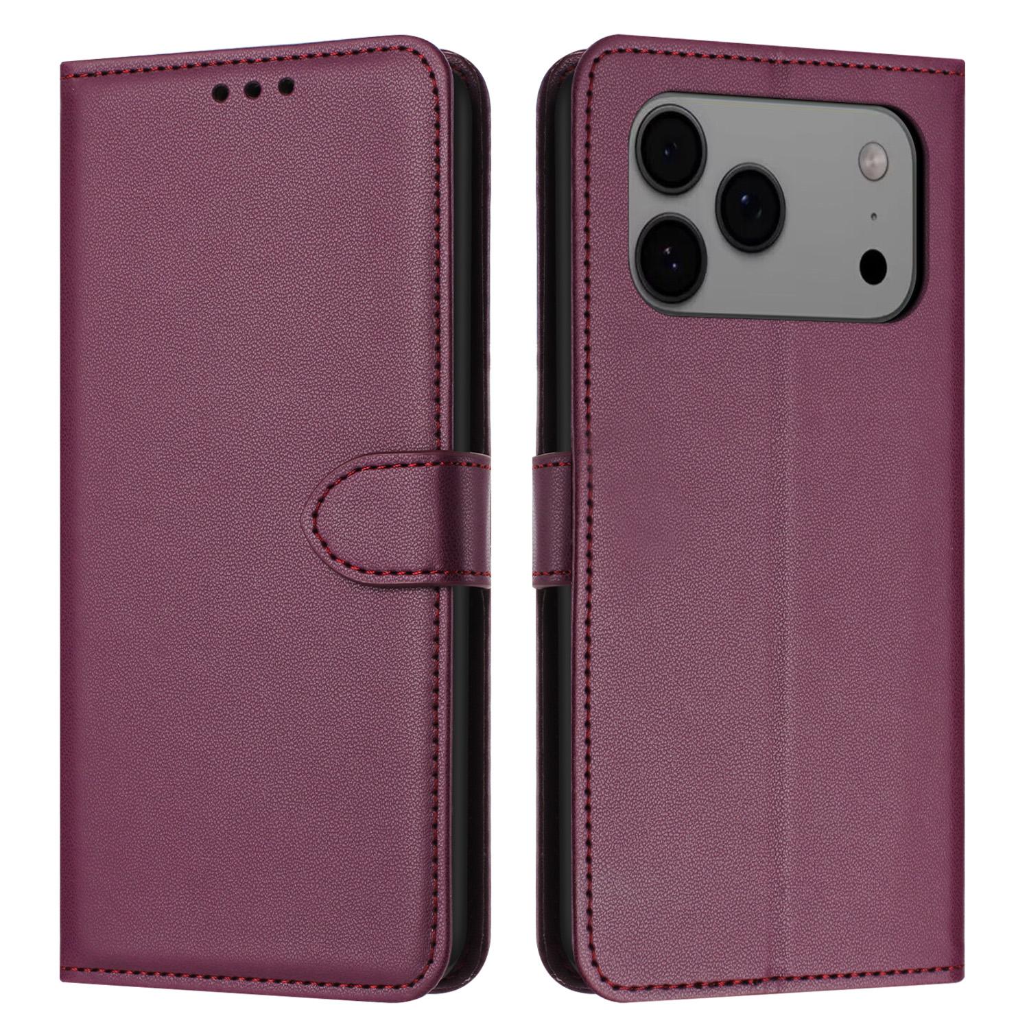 

For iPhone 17 Pro Case Stand Wallet Leather Phone Cover with Strap Purple