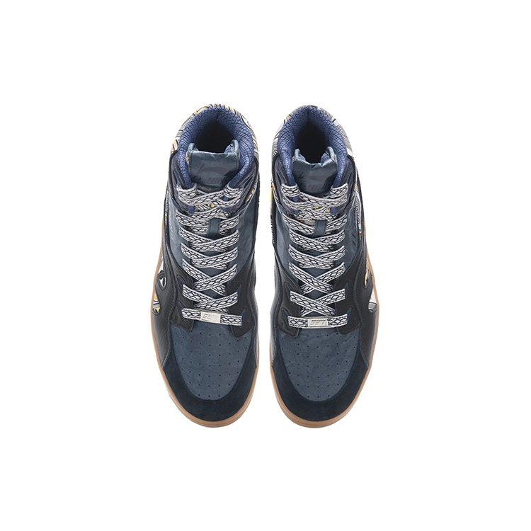 Li Ning 937 Textile, Leather Abrasion Resistant, Lightweight, And Breathable High top Skateboard Shoes Men's Black Blue AZGS043-3