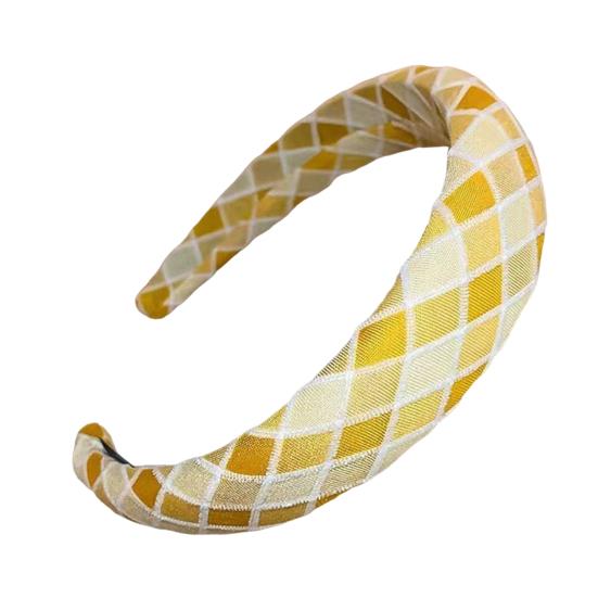 

Women Headband Retro Plaid Pattern Thick Sponge Filling Soft Fabric Hair Hoop Fluffy Hairstyle Hair Accessory жовтий