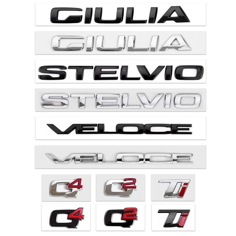 BEZO1 1pcs 3D Car Trunk Words Letters Logo Badge Emblem Decals Sticker For Alfa Romeo Giulia Stelvio Q2 Q4 Ti Veloce Accessories