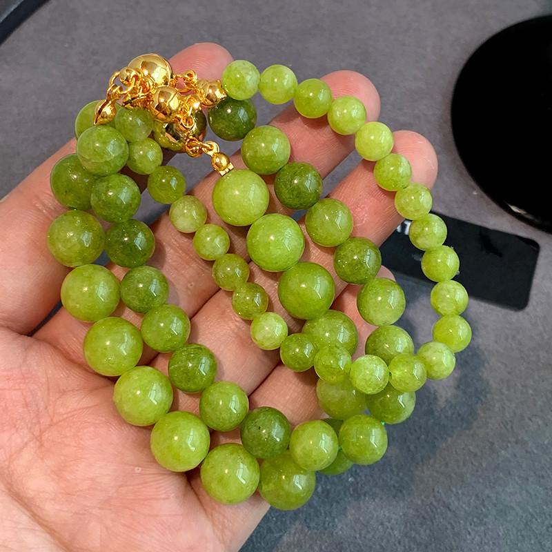 Round Ball Magnet Buckle Qingti Green Grape Bracelet Women'S Niche Agate Beaded Bracelet New Chinese Round Bead Necklace Set