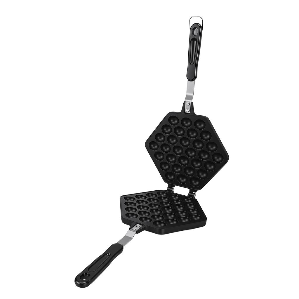 Bubble Waffle Pan Anti Stick Double Sided Stovetop Bubble Waffle Maker with Anti Scald Handles for Home Commercial Use