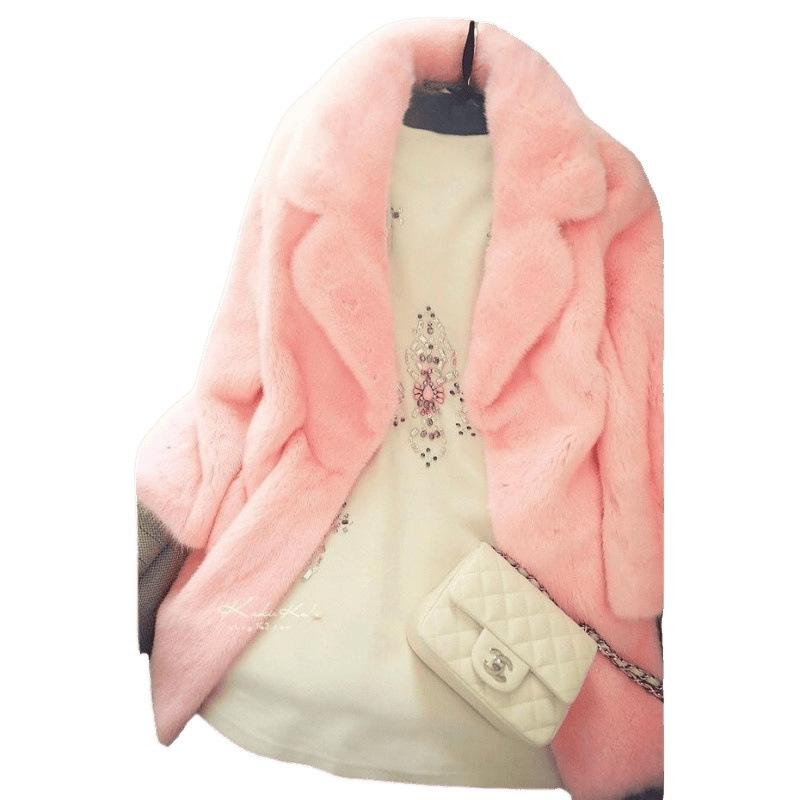 New imitation coat for women's autumn and winter long warm slim-fitting with cotton imitation wool imitation woolen coat imitation