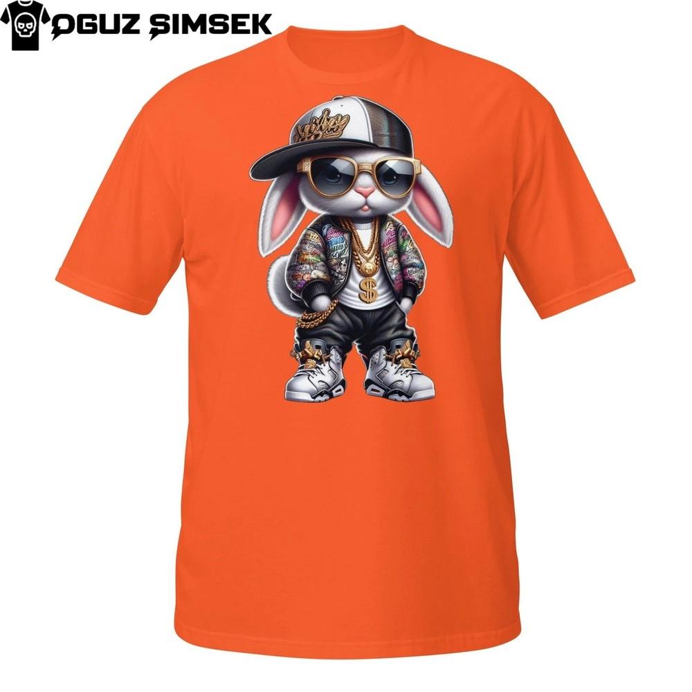 

Streetwear Rabbit Tee – Cool Bunny in Cap and Leather Outfit 2XL