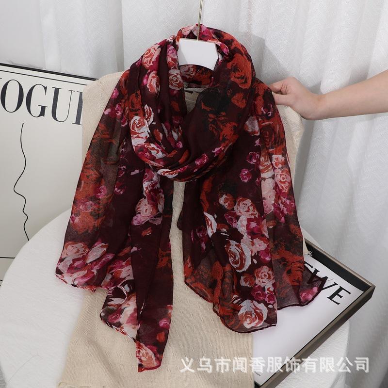 

Мягкий и приятный к коже шарф из хлопка и льна для украшения шеи One Size винный