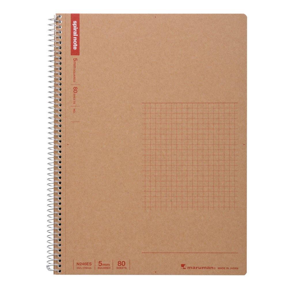 Блокнот Maruman на спирали, клетка 5 мм, Базовый, B5, 80 листов, Набор из 5 шт., N246ES